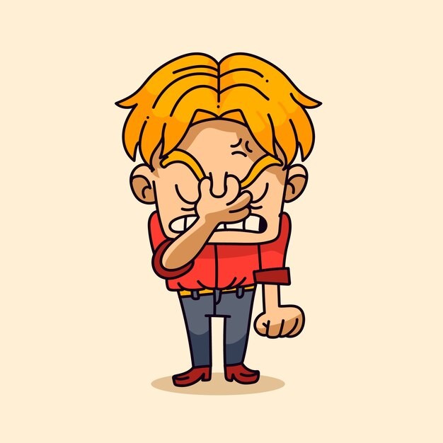 手绘沮丧的男人卡通插画