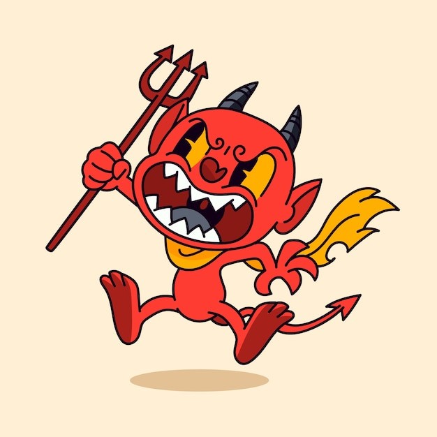 手绘恶魔卡通插画