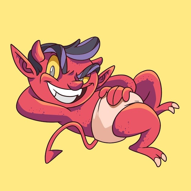 手绘恶魔卡通插画