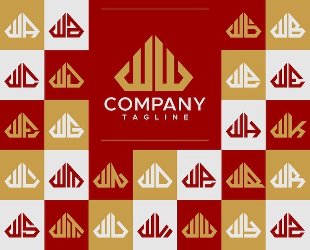 华丽钻石珠宝字母ww w标志logo组合