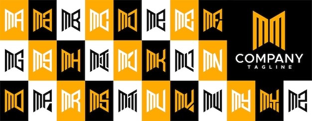 现代抽象字母mm m标志logo