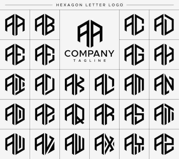 现代六边形字母aa a标志logo
