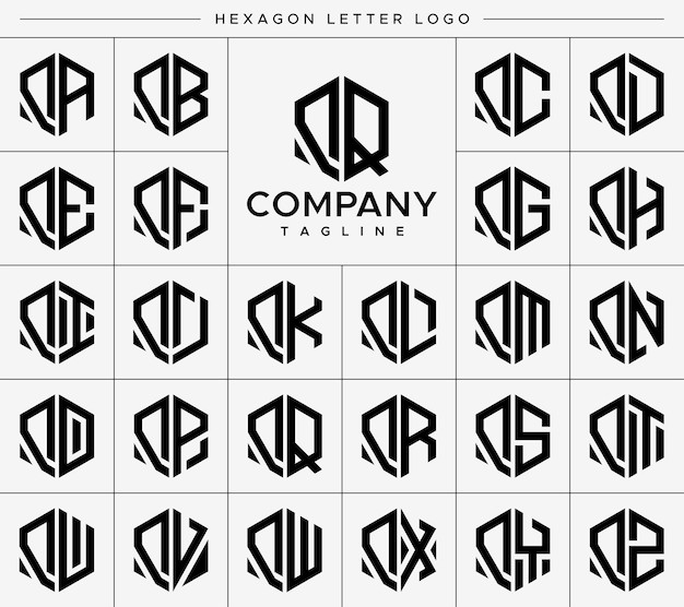 现代六边形字母qq q标志logo