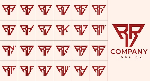 一套现代线三角形字母 R 标志logo
