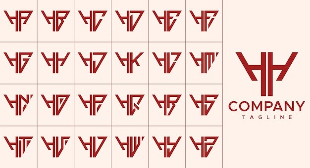 一套现代三角形字母 h 标志logo