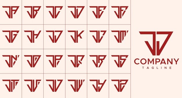 一套现代线三角形字母 j 标志logo