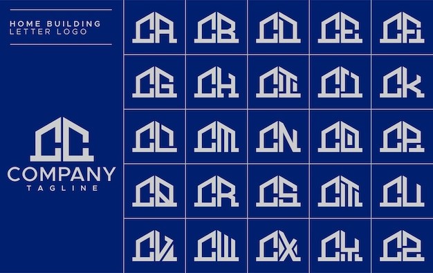 极简风格房子字母 cc c 标志logo