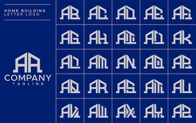 极简风格房子字母 aa 徽标