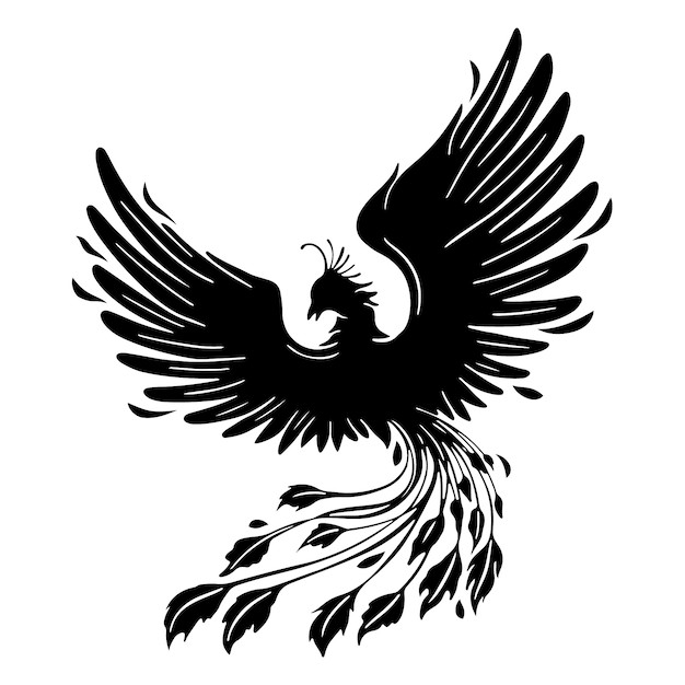 手绘凤凰剪影