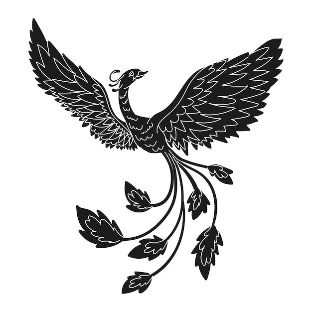手绘凤凰剪影