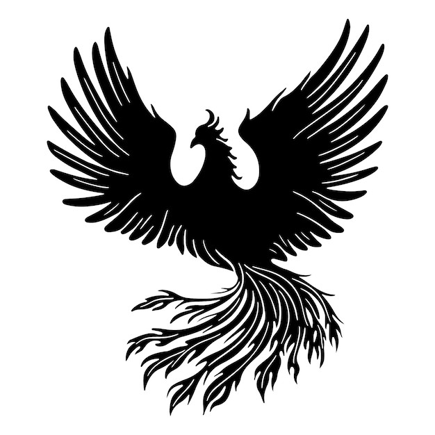 手绘凤凰剪影