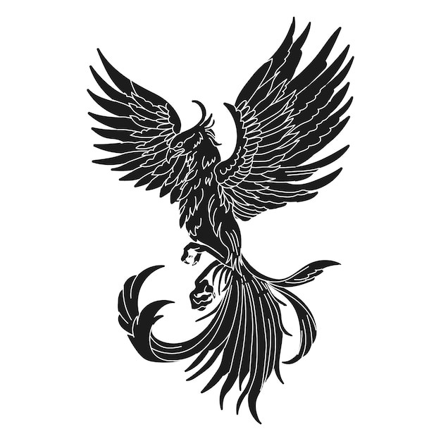 手绘凤凰剪影