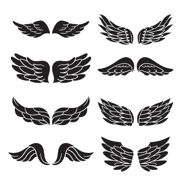 手绘天使翅膀剪影