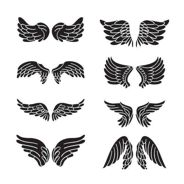 手绘天使翅膀剪影