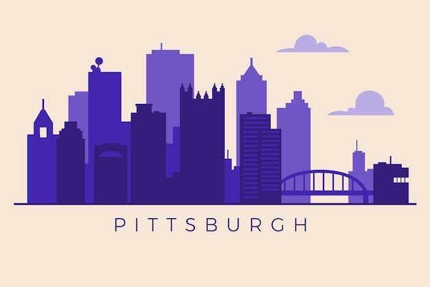 匹兹堡的城市天际线剪影