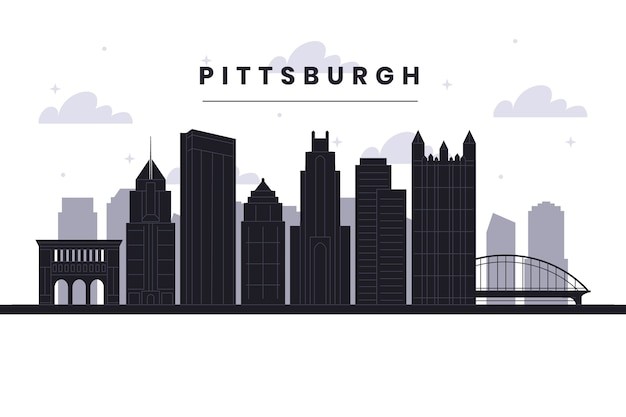 匹兹堡的城市天际线剪影