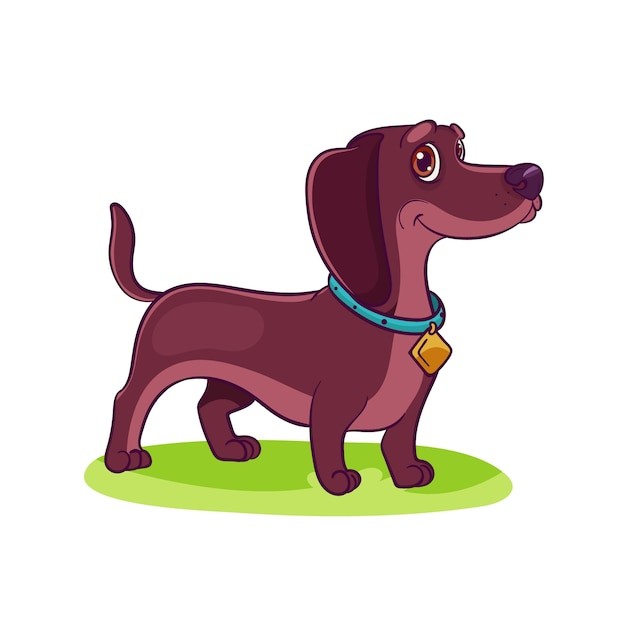 手绘卡通腊肠犬插画