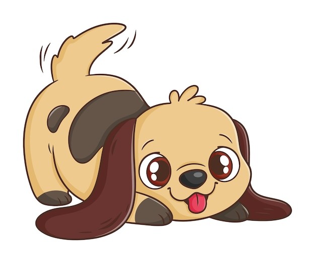 手绘卡通小狗插画