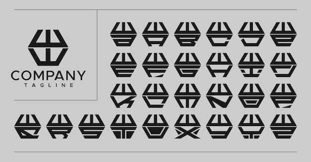 现代线六角字母 ww w 标志logo