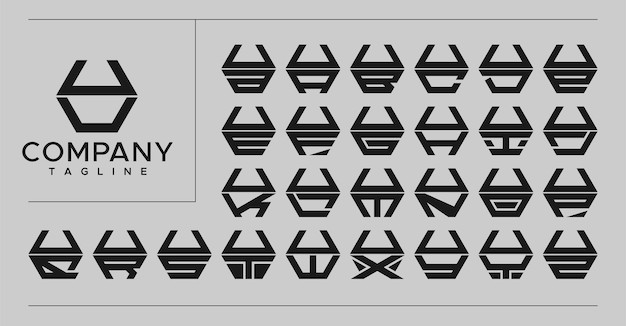 现代线六角字母 uu u 标志logo