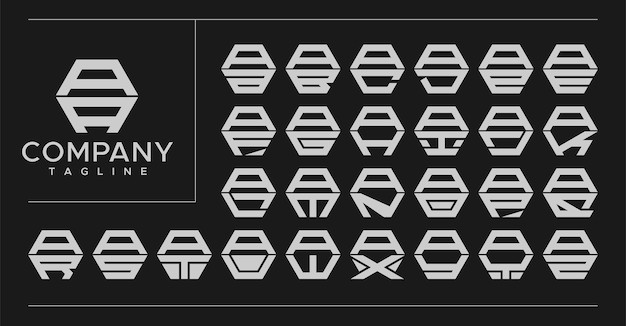 现代线六角字母 aa 标志logo
