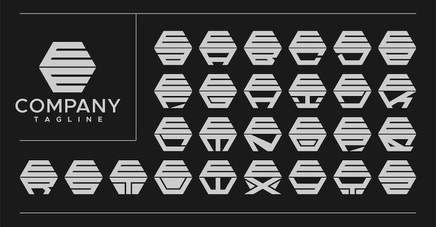 极简线六边形字母 ee e 标志logo