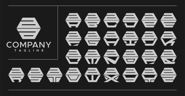 极简线六边形字母 aa 标志logo