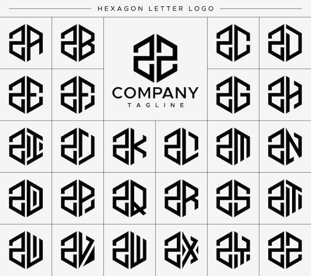现代六边形 zz z 字母标志logo