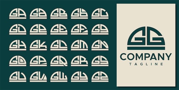 抽象半圆字母 gg g 标志logo