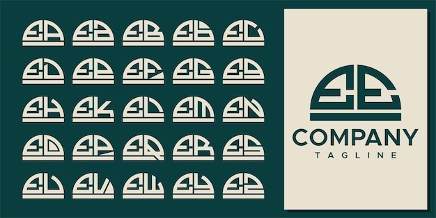 抽象半圆字母 ee e 标志logo