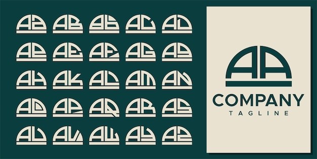 抽象半圆字母 aa 标志logo