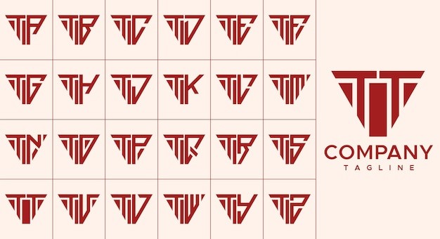一套现代三角形字母 T 标志logo