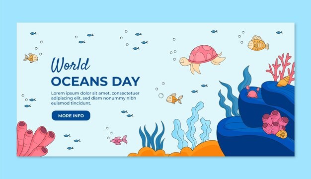 世界海洋日活动手绘水横幅模板