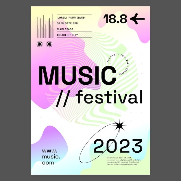 渐变音乐节活动海报模板