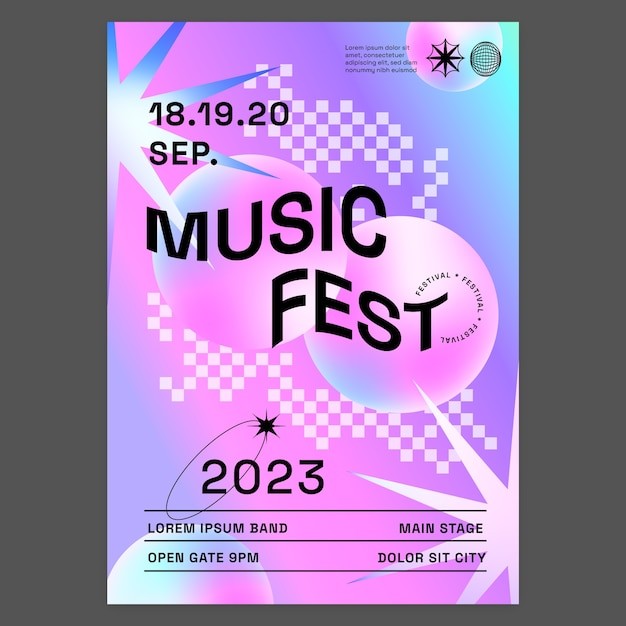 渐变音乐节活动海报模板