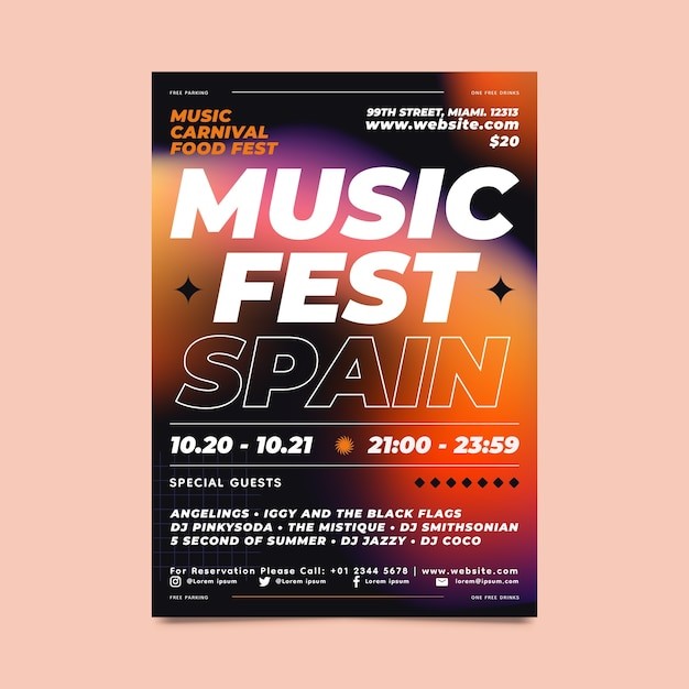 渐变音乐节活动海报模板