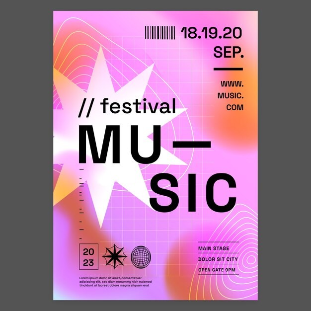渐变音乐节活动海报模板