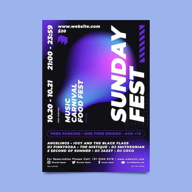 渐变音乐节活动海报模板