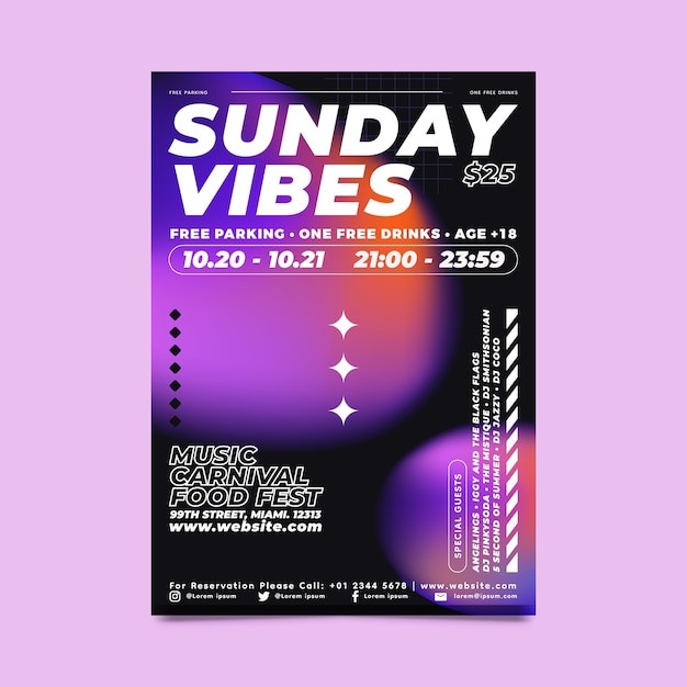 渐变音乐节活动海报模板