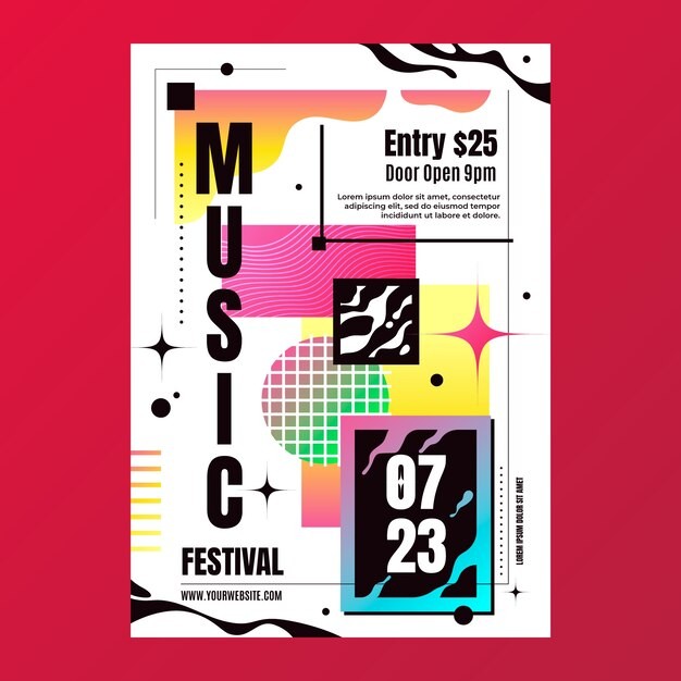 渐变音乐节活动海报模板