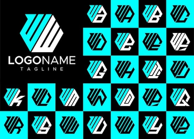 六边形w字母w标志logo