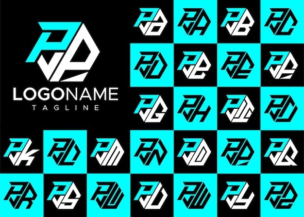 六边形P字母p标志logo