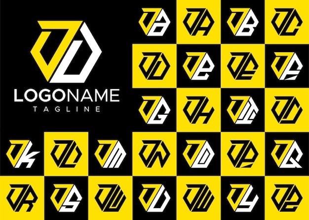六边形d字母d标志logo