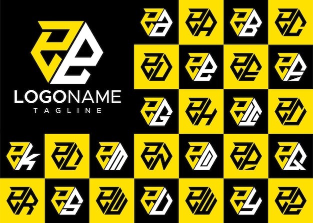 六边形e字母e标志logo