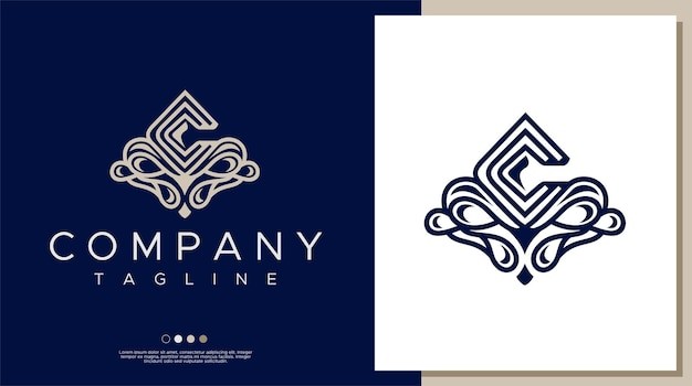 复古装饰首字母C标志logo