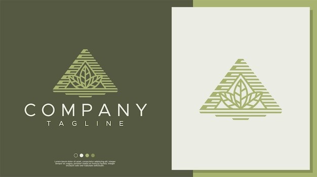 线条树叶自然图形标志logo