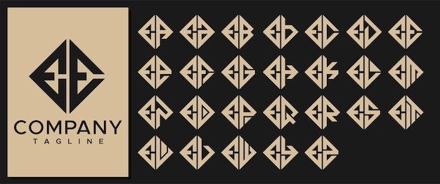 华丽方形字母ee标志logo