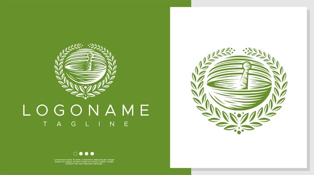 复古医疗药房研钵药碾和杵标志logo