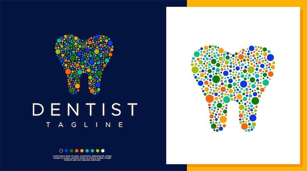 圆形装饰牙齿抽象牙医牙科标志logo