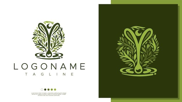 人树叶与水滴相结合抽象人物标志logo